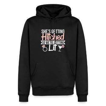 Dire drôle pour la fête des poules - Sweat à capuche Premium bio Homme - noir - Devant - Nico (187cm)