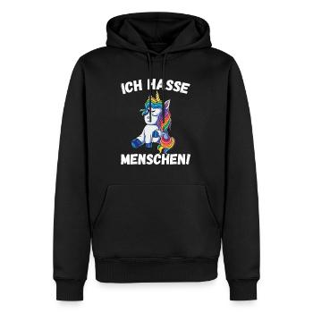 Je déteste les licornes - Sweat à capuche Premium bio Homme - noir - Devant - Nico (187cm)