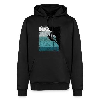 Idée cadeau d’escalade vintage - Sweat à capuche Premium bio Homme - noir - Devant - Nico (187cm)