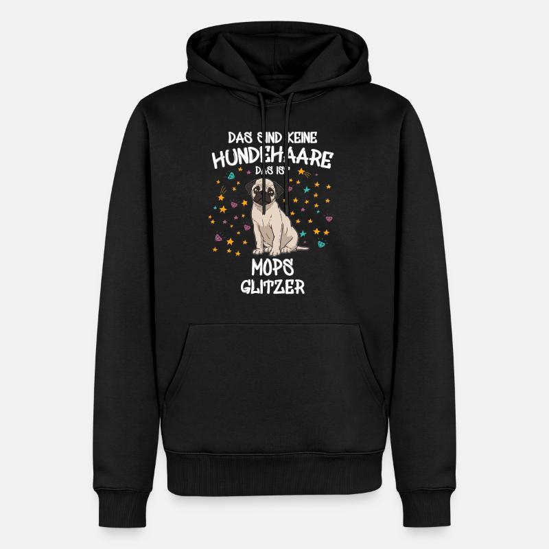 Mops Glitzer Hunde Hundehalter Geschenk - Männer Premium Bio Hoodie - Schwarz