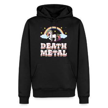 Lustiges Death Metal Einhorn Regenbogen T-Shirt Ge - Männer Premium Bio Hoodie - Schwarz - Vorne - Nico (187cm)