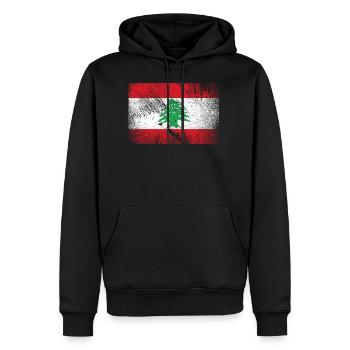Drapeau du Liban - Vintage Grunge - Sweat à capuche Premium bio Homme - noir - Devant - Nico (187cm)