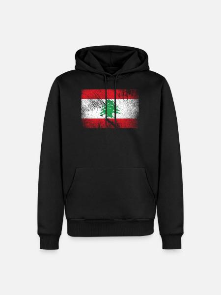 Libanon Flagge - Vintage Grunge - Männer Premium Bio Hoodie - Schwarz