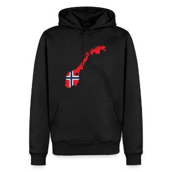 Elsker Norge -gave Norsk stolthetshjerte - Premium økologisk hettegenser for menn - svart - Foran - Nico (187cm)