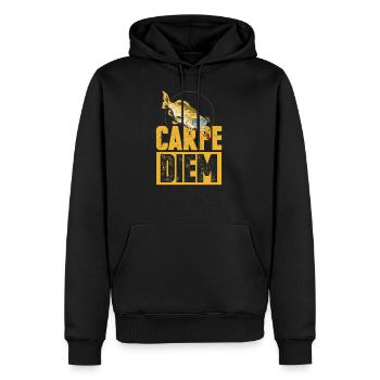 Cadeau d'anniversaire de carpe pêcheur pêcheur à la ligne - Sweat à capuche Premium bio Homme - noir - Devant - Nico (187cm)