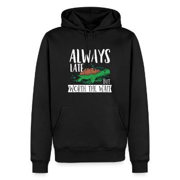 I'm always late - Men’s Premium Organic Hoodie - black - Front - Nico (187cm)
