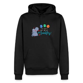 Gib nie auf zu murmeln Spruch und Geschenkidee - Männer Premium Bio Hoodie - Schwarz - Vorne - Nico (187cm)