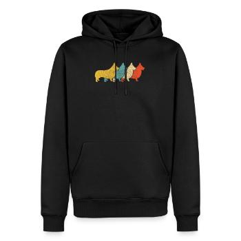 Vintage Retro Pop Art Corgi chien - Sweat à capuche Premium bio Homme - noir - Devant - Nico (187cm)