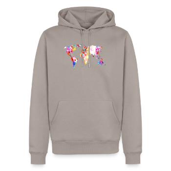 Bunte Welt Weltkarte Mosaik - Männer Premium Bio Hoodie - Taupe - Vorne - Nico (187cm)