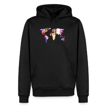 Mosaïque de carte du monde colorée - Sweat à capuche Premium bio Homme - noir - Devant - Nico (187cm)