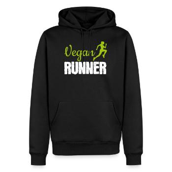 Vegan Runner courir Jogging Végétalien alimentation et - Sweat à capuche Premium bio Homme - noir - Devant - Nico (187cm)