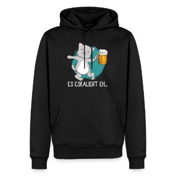 Lustiges es eskaliert eh Katzen Party Design - Männer Premium Bio Hoodie - Schwarz - Vorne - Nico (187cm)