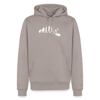 Tauchen Evolution - Männer Premium Bio Hoodie - Taupe - Vorne - Nico (187cm)