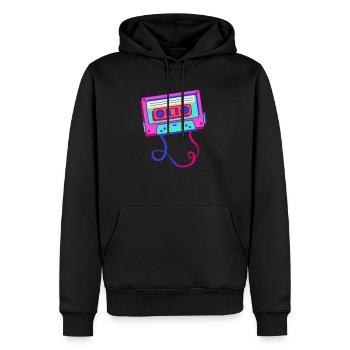 Retro Musik Vintage Kassette Mixtape 80er & 90er - Männer Premium Bio Hoodie - Schwarz - Vorne - Nico (187cm)
