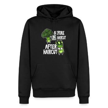 Fun Vorher Und Nach Dem Haarschnitt Geschenkidee - Männer Premium Bio Hoodie - Schwarz - Vorne - Nico (187cm)