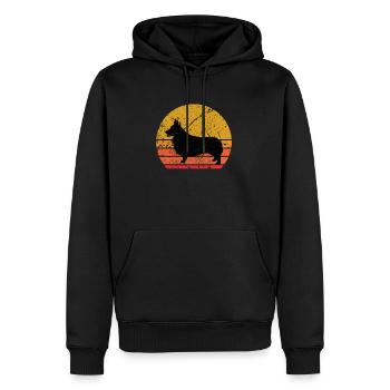 Retro Sonne Corgi Hund Geschenk - Männer Premium Bio Hoodie - Schwarz - Vorne - Nico (187cm)