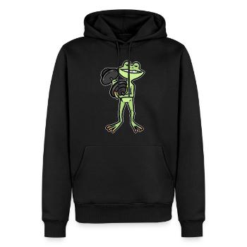 Haltère de fitness grenouille musculation - Sweat à capuche Premium bio Homme - noir - Devant - Nico (187cm)