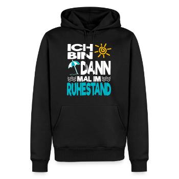 Ich bin dann mal im Ruhestand Rente Pension - Männer Premium Bio Hoodie - Schwarz - Vorne - Nico (187cm)