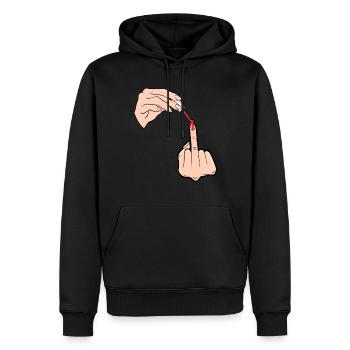Lustiges Mittelfinger Stinkefinger T-Shirt - Männer Premium Bio Hoodie - Schwarz - Vorne - Nico (187cm)