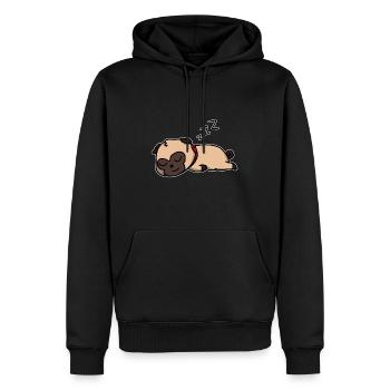 Mignon chien dormant Idée cadeau - Sweat à capuche Premium bio Homme - noir - Devant - Nico (187cm)