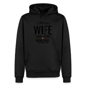 Cadeau d'anniversaire de mariage drôle de mari de basket- - Sweat à capuche Premium bio Homme - noir - Devant - Nico (187cm)