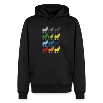 Neon Pop Art Retro Esel Maultier Tier Geschenkidee - Männer Premium Bio Hoodie - Schwarz - Vorne - Nico (187cm)
