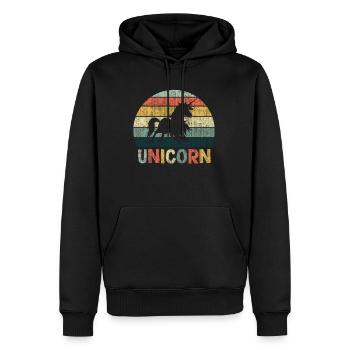 Cadeau de licorne doux rétro - Sweat à capuche Premium bio Homme - noir - Devant - Nico (187cm)