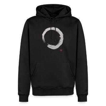 Calligraphie Enso Circle | Bouddhisme zen - Sweat à capuche Premium bio Homme - noir - Devant - Nico (187cm)