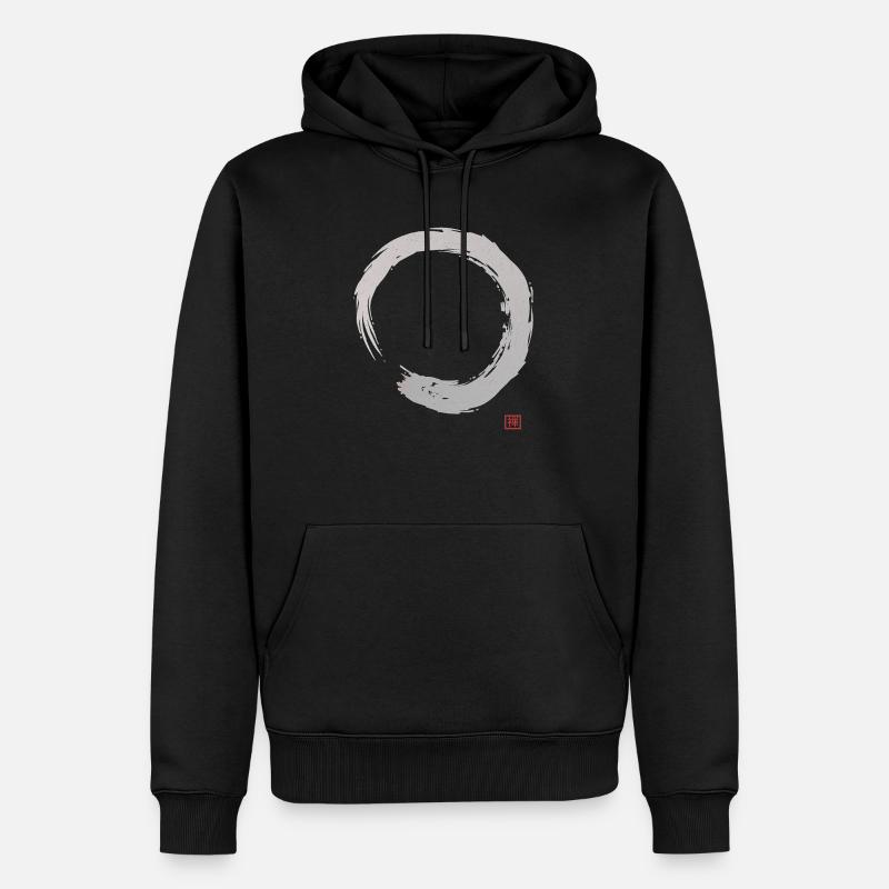 Calligraphie Enso Circle | Bouddhisme zen - Sweat à capuche Premium bio Homme - noir
