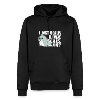 I Just Really Like Seals Ok Robbe Idée cadeau - Sweat à capuche Premium bio Homme - noir - Devant - Nico (187cm)