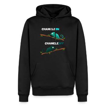 Chameleon Chameleoff - Funny chameleon saying - Men’s Premium Organic Hoodie - black - Front - Nico (187cm)