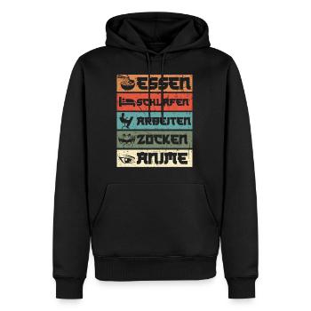 Anime Essen Schlafen - Baka Kawaii Manga - Männer Premium Bio Hoodie - Schwarz - Vorne - Nico (187cm)