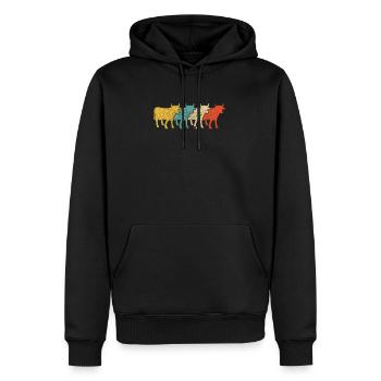 Vintage Retro Pop Art Vache Agriculteur - Sweat à capuche Premium bio Homme - noir - Devant - Nico (187cm)