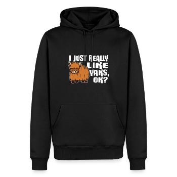 I Just Really Like Yaks Ok Yak Idée cadeau - Sweat à capuche Premium bio Homme - noir - Devant - Nico (187cm)