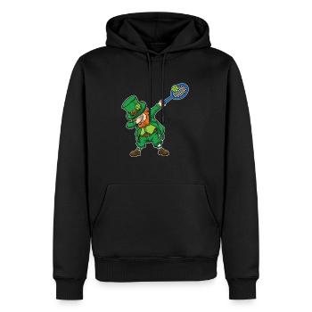 Cute Dabbing Leprechaun Tennis Gift Idea - Men’s Premium Organic Hoodie - black - Front - Nico (187cm)