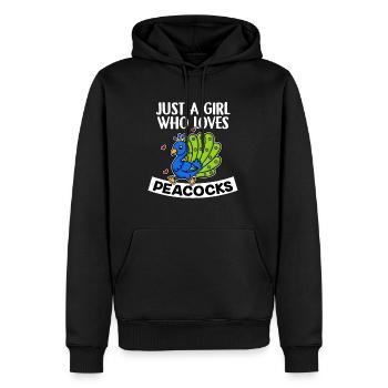 Just A Girl Who Loves Peacocks Pfau Kostüm - Männer Premium Bio Hoodie - Schwarz - Vorne - Nico (187cm)