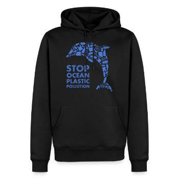 Blue Dolphin Stop Ocean Plastikverschmutzung - Männer Premium Bio Hoodie - Schwarz - Vorne - Nico (187cm)