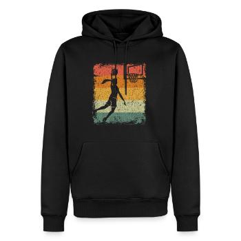 Vintage Dunk basket fille cadeau - Sweat à capuche Premium bio Homme - noir - Devant - Nico (187cm)