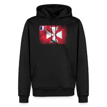 Wallis Futuna Flagge Vintage Grunge - Männer Premium Bio Hoodie - Schwarz - Vorne - Nico (187cm)
