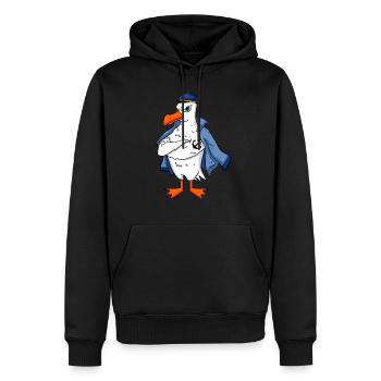 Muskelöse Seemöwe mit Anker Tattoo Möwe Geschenk - Männer Premium Bio Hoodie - Schwarz - Vorne - Nico (187cm)