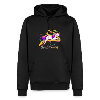 Licorne de bloc - Sweat à capuche Premium bio Homme - noir - Devant - Nico (187cm)