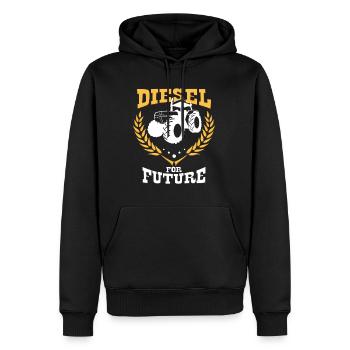 Tracteur diesel - Sweat à capuche Premium bio Homme - noir - Devant - Nico (187cm)