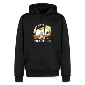 Tracteurs vintage - Sweat à capuche Premium bio Homme - noir - Devant - Nico (187cm)