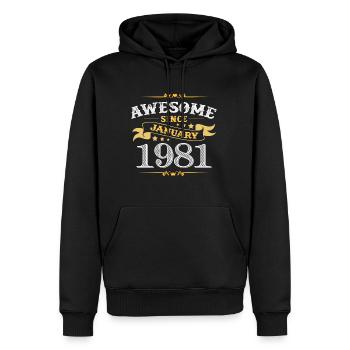 Geburtstag im Januar 1981 - Männer Premium Bio Hoodie - Schwarz - Vorne - Nico (187cm)