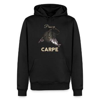 Poisson carpe Pêche - Sweat à capuche Premium bio Homme - noir - Devant - Nico (187cm)