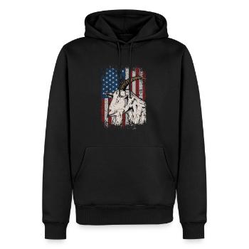 USA Amérique drapeau caprins idée cadeau - Sweat à capuche Premium bio Homme - noir - Devant - Nico (187cm)
