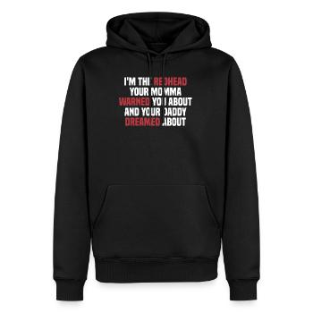 Roux rousse rousse rousse gingembre - Sweat à capuche Premium bio Homme - noir - Devant - Nico (187cm)