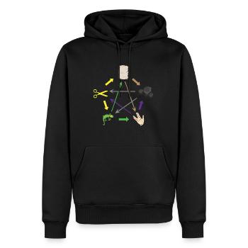 Schere Stein Papier Echse... Nerd & Geek - Männer Premium Bio Hoodie - Schwarz - Vorne - Nico (187cm)