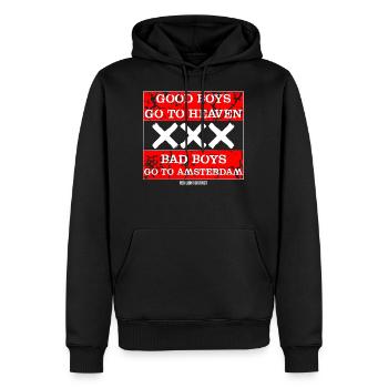 Bad Boys Go To Amsterdam JGA - Männer Premium Bio Hoodie - Schwarz - Vorne - Nico (187cm)