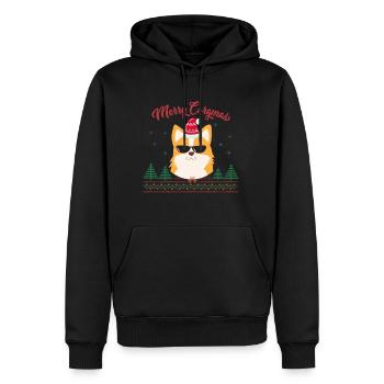 Corgi Weihnachten, Ugly Corgi Weihnachten, - Sweat à capuche Premium bio Homme - noir - Devant - Nico (187cm)